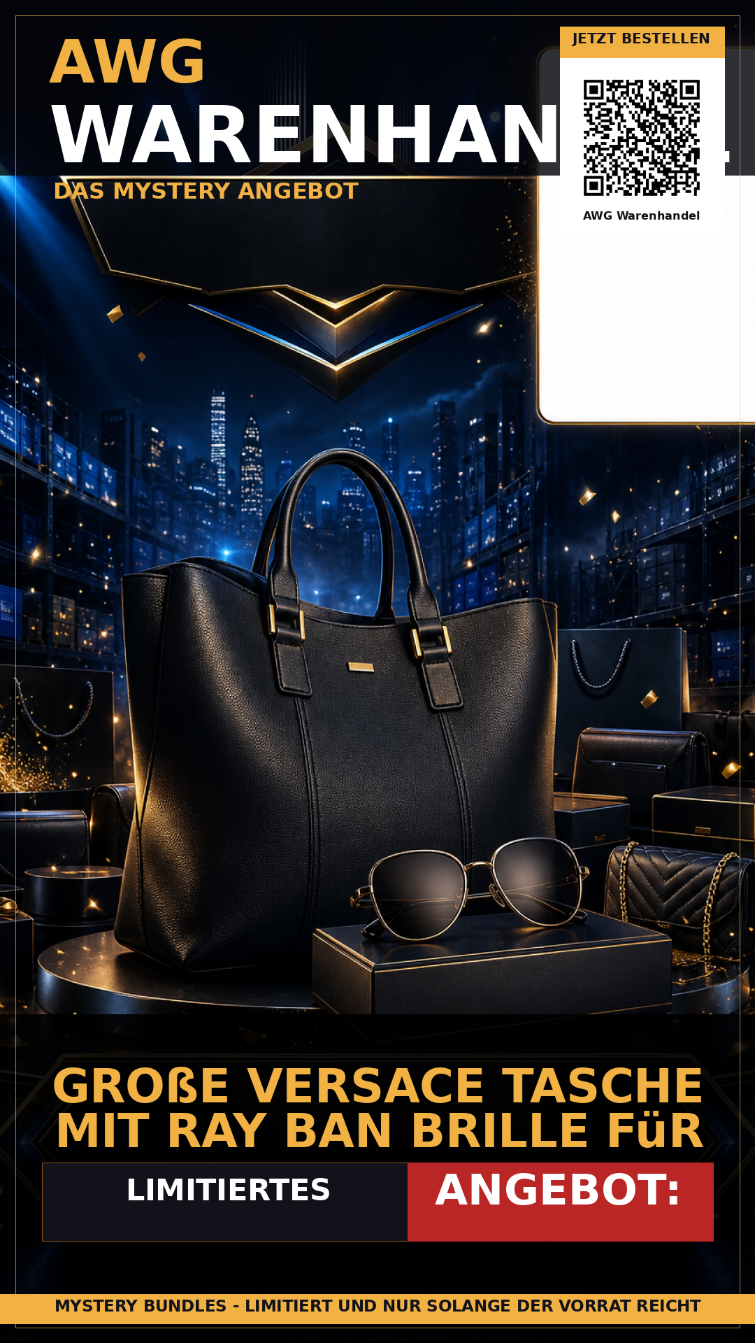 Große Versace Tasche mit Ray Ban Brille für Damen im Mystery Bundle